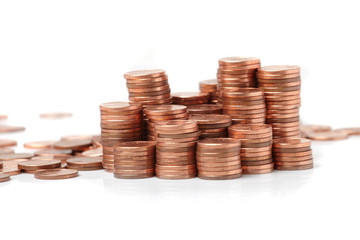 coins  on white background