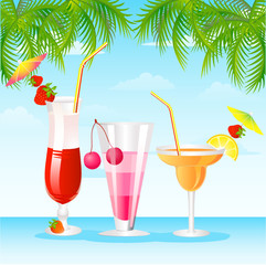 Fruits cocktail with fruits