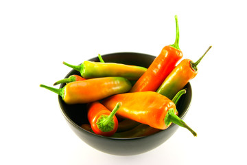 Chillis in a Black Bowl