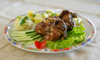 Roasted lamb meat portion