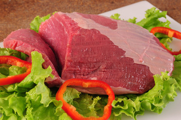 Raw meat.