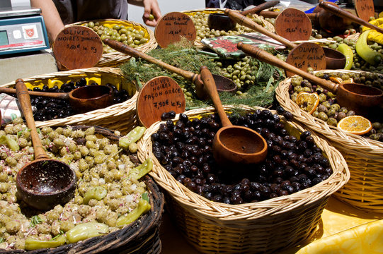 Baskets of olives