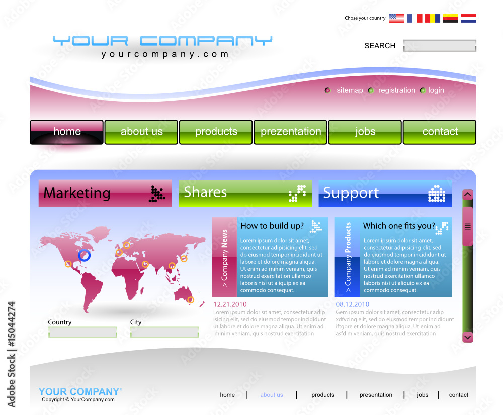 Wall mural vector editable website template