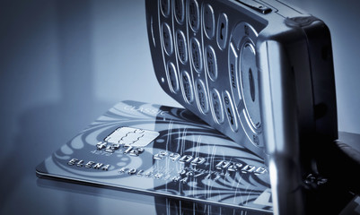 credit card and mobile phone