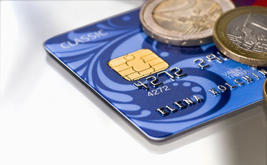 credit card and coins