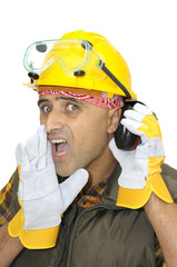 Construction worker calling