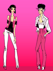 Silhouette of girls of teenagers