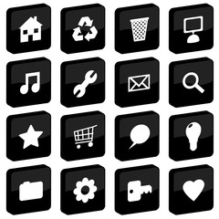 black tile icons set 1