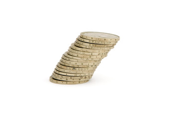 Coins on white background