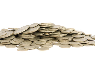 Coins on white background