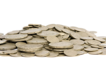 Coins on white background