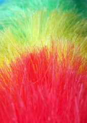 Background from multi-coloured nylon threads close up