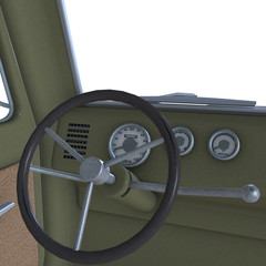 view of a cockpit of a pickup
