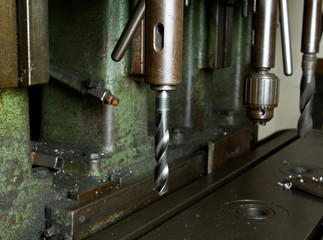 Drill machinery in workshop