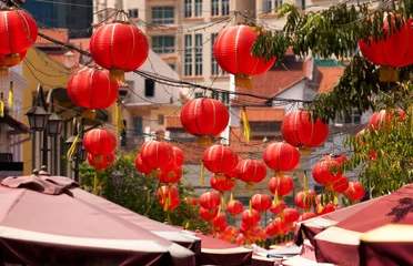 Zelfklevend Fotobehang Red Lanterns in Chinatown © espion
