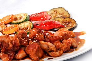 Teppanyaki meat and vegetables