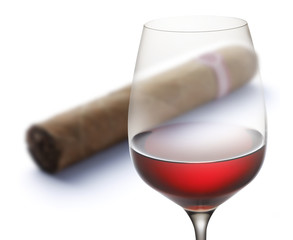 Weinglas mit Zigarre