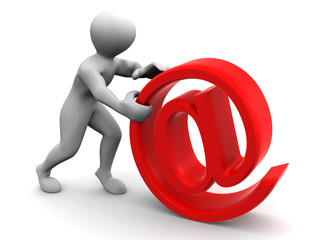 Men with sign for internet