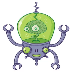 Deurstickers BrainBot-robot met hersenen © fizzgig
