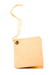 Carton shop label with lace isolated on white