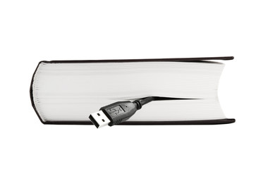 Book with usb connection cable isolated