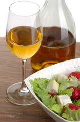 Fruit salad and white wine