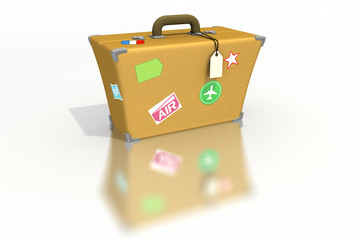 Luggage with stickers and tags