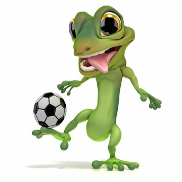 recommend clip art: Gecko kicking soccer ball