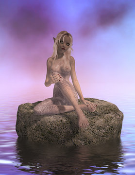 Siren Sitting On A Rock