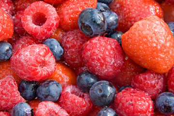 Closeup of mixed summer fruits