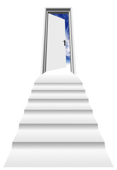 HIGH RESOLUTION 3D opened door with a stair