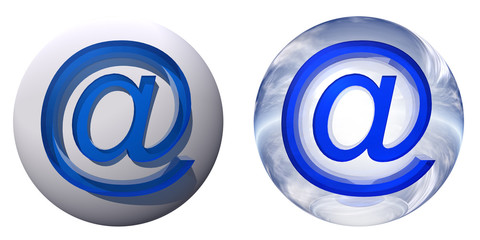 3d blue and white glass spheres set or collection isolated