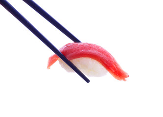 Sushi with chopsticks