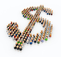 Cartoon Crowd, Dollar Sign