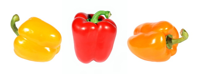 Red yellow orange pepper on a white background. (isolated)