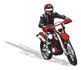 Papier Peint photo Lavable Moto moto tout-terrain rouge