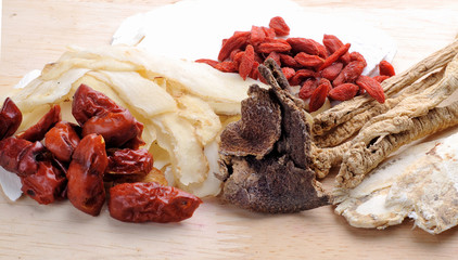 Chinese traditional herbs or medicine close up