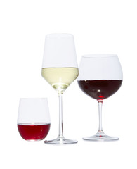different sized glasses of wine alcohol
