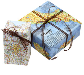 presents, gift wrap, maps