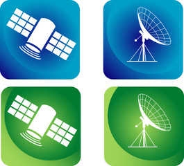 Abstract satellite and antenna icon in different background