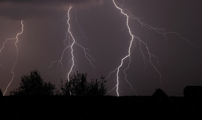 Lightnings and night thunderstorm