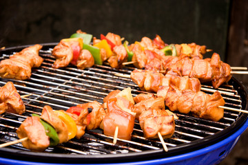 BBQ meat with paprika and pineapple