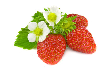 Juicy strawberries isolated on white
