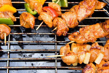 BBQ meat with paprika and pineapple