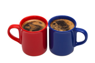 red and blue mug