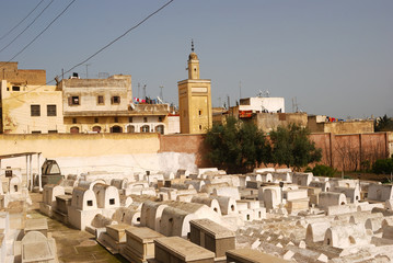 Jewish cemetery and a mosque, Fes, Morocco