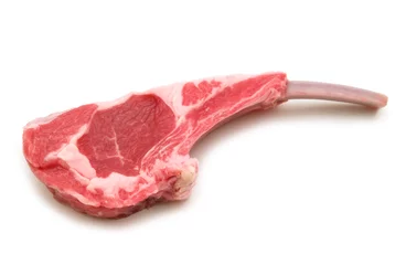 Crédence de cuisine en verre imprimé Viande viande d& 39 agneau crue sur fond blanc