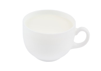 White cup of milk isolated