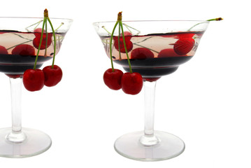 2 coupes sirop de cerises