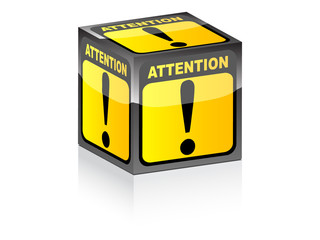 Attention sign on box vector illustration